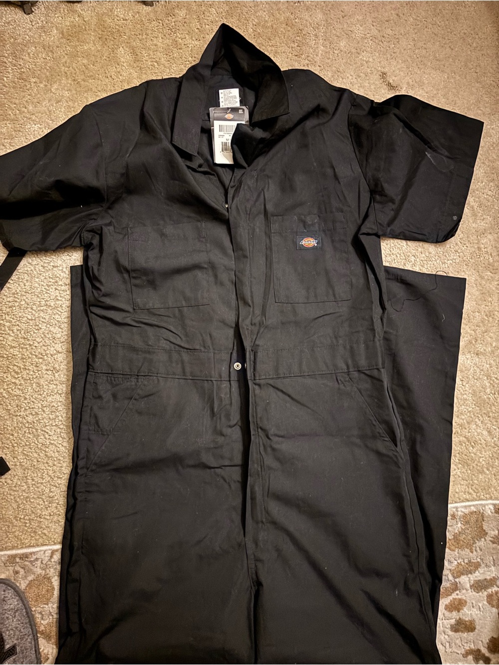 Dickies Black Short Sleeve Work Coverall with Branded Tags